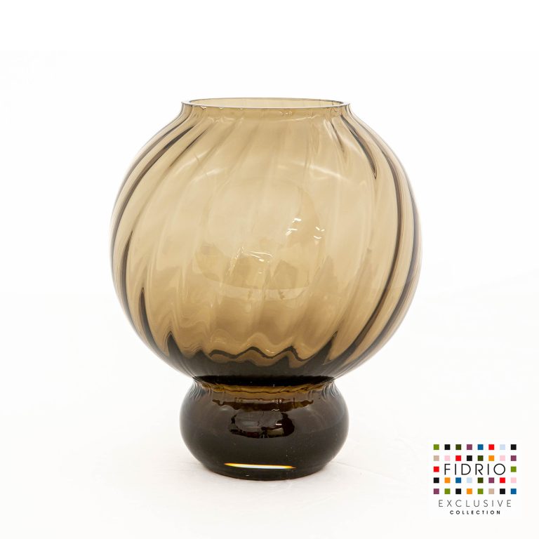 Vasi | Glervasi,20cmx17cm, tveir litir grár og amber