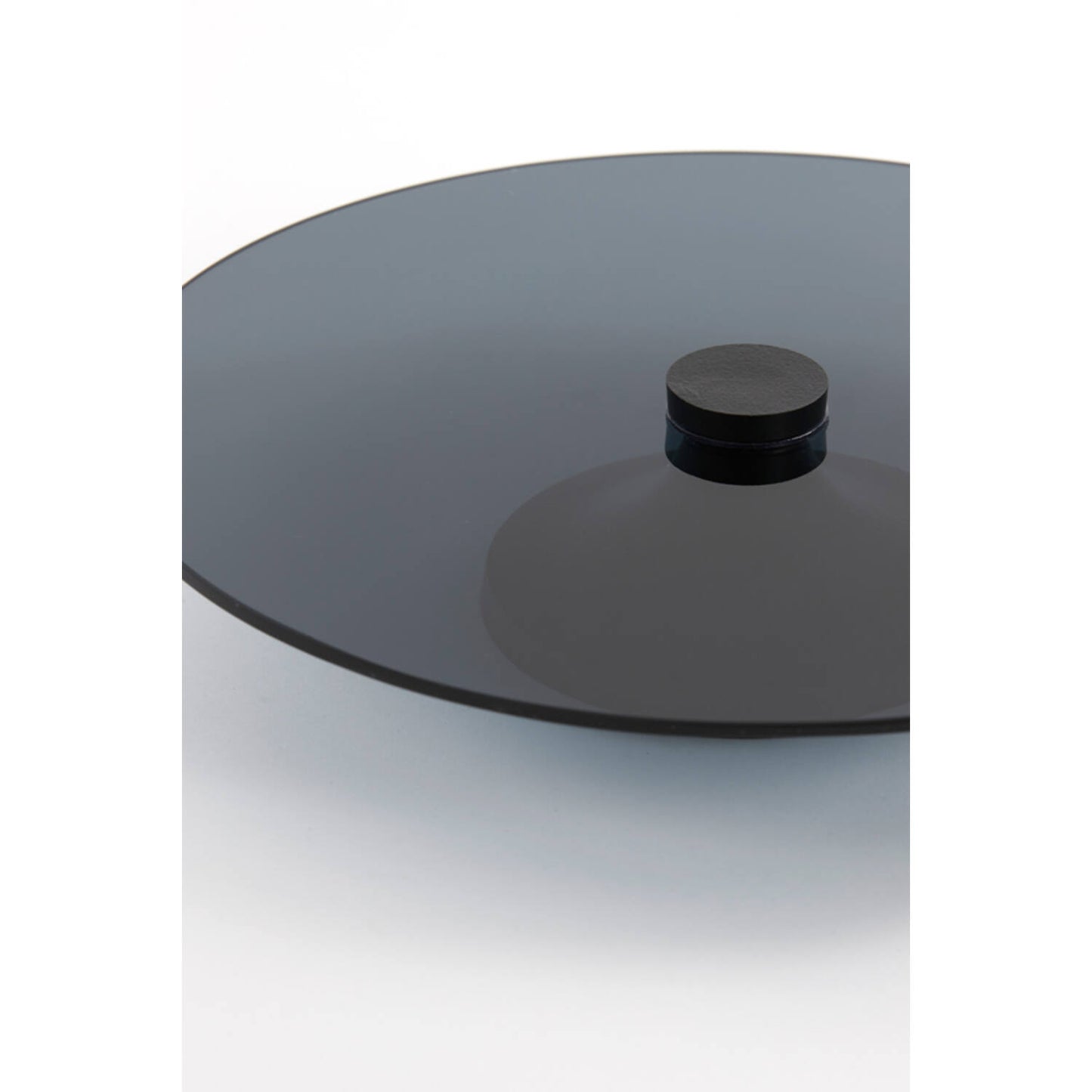 Glerdiskur á fæti | DANULA, 33cmx7cm, reykt svart gler, small