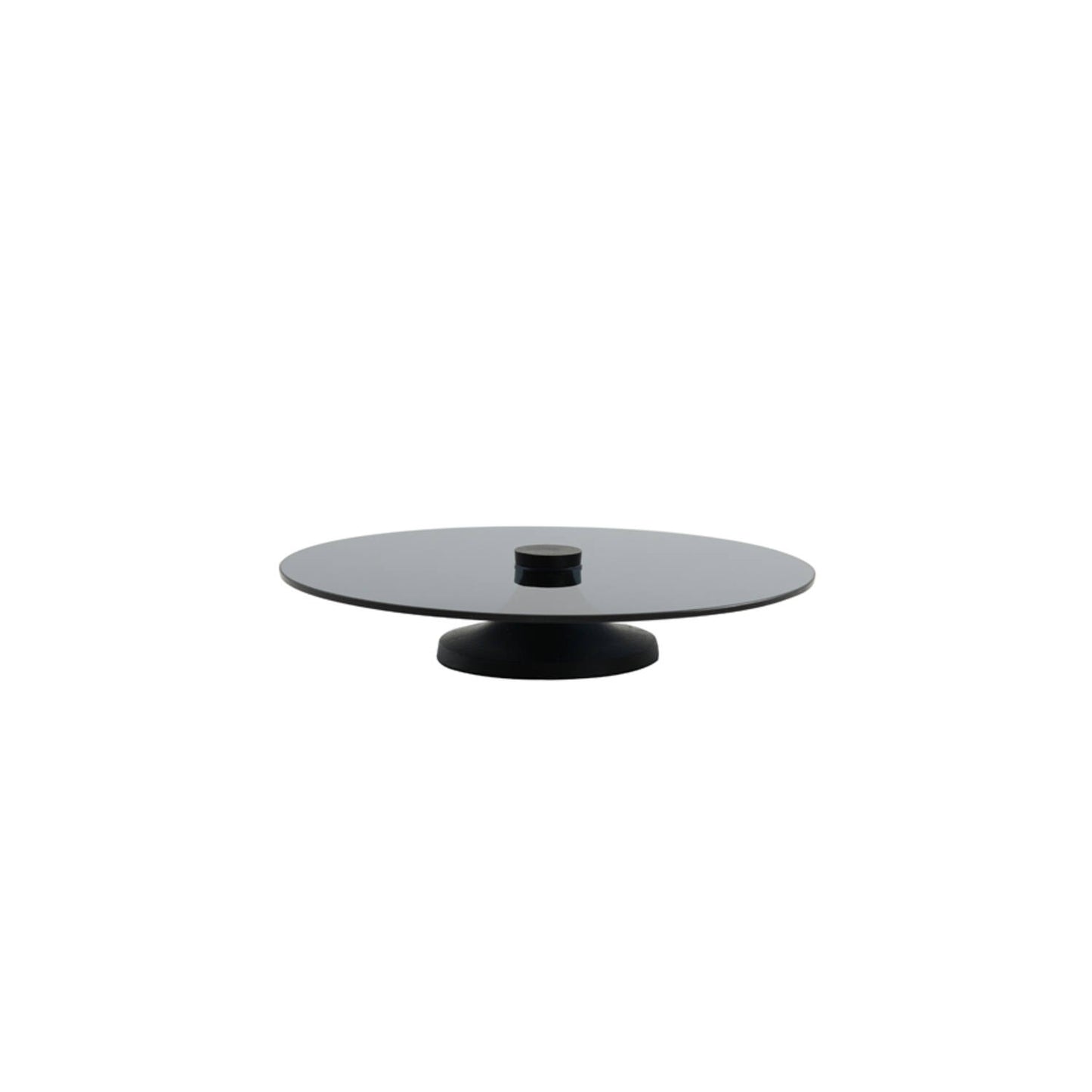 Glerdiskur á fæti | DANULA, 33cmx7cm, reykt svart gler, small