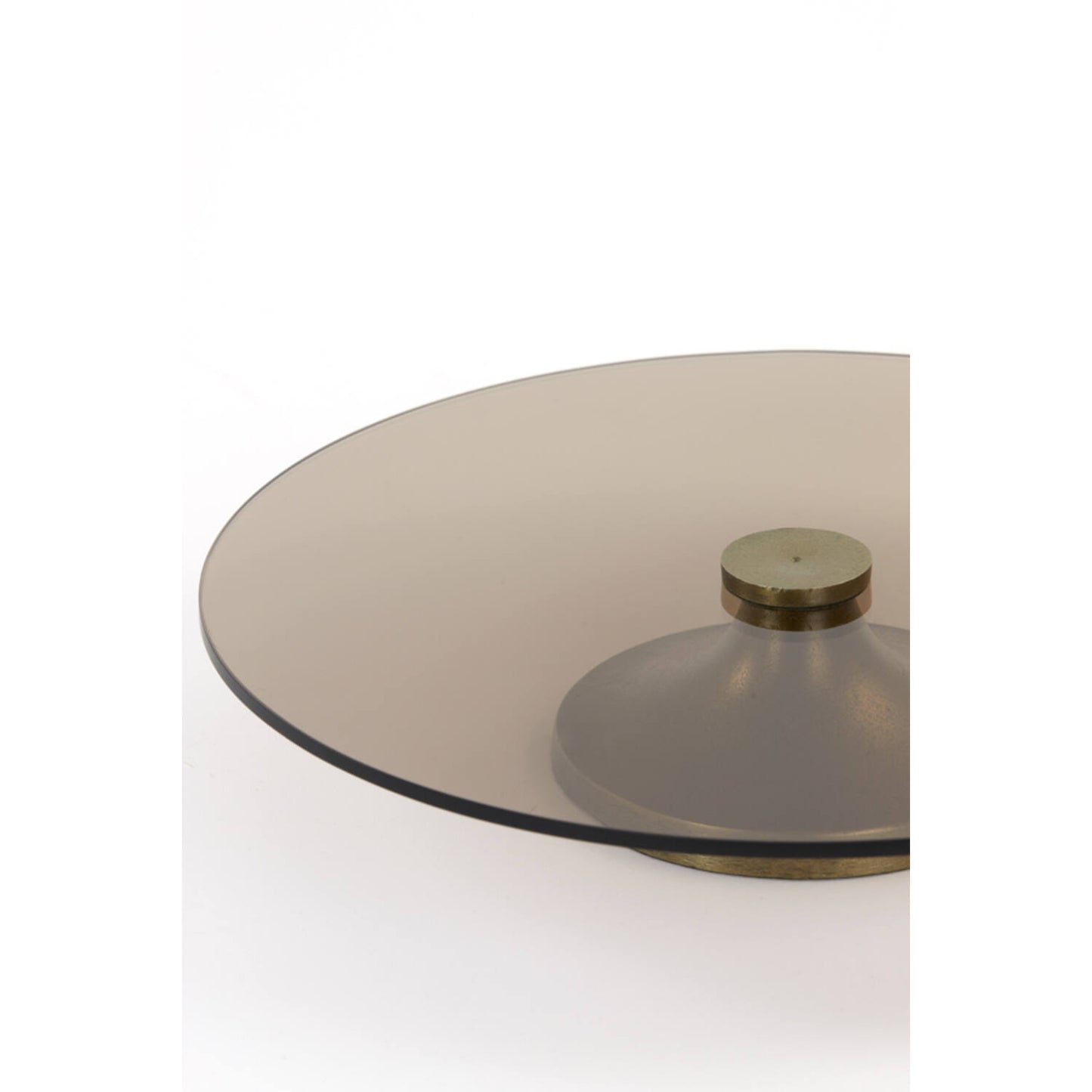 Glerdiskur á fæti | DANULA, Gler/Ál, 33cmx7cm, bons+brúnt gler, tvær stærðir M og L