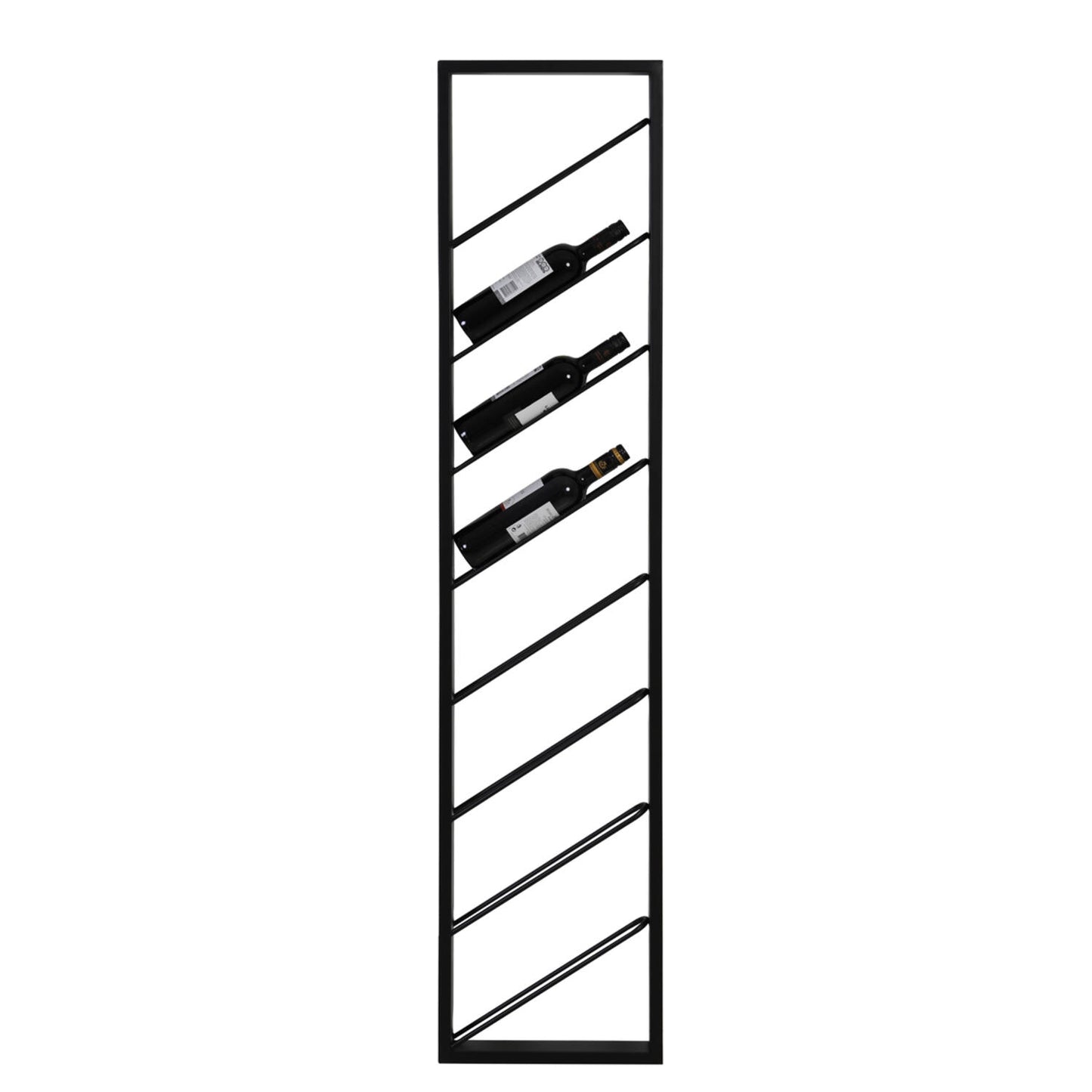 Vínrekki | MALBEO, viður/járn, svart, heldur 8 vínflöskum, veggfestur, 36cmx6cmx160cm