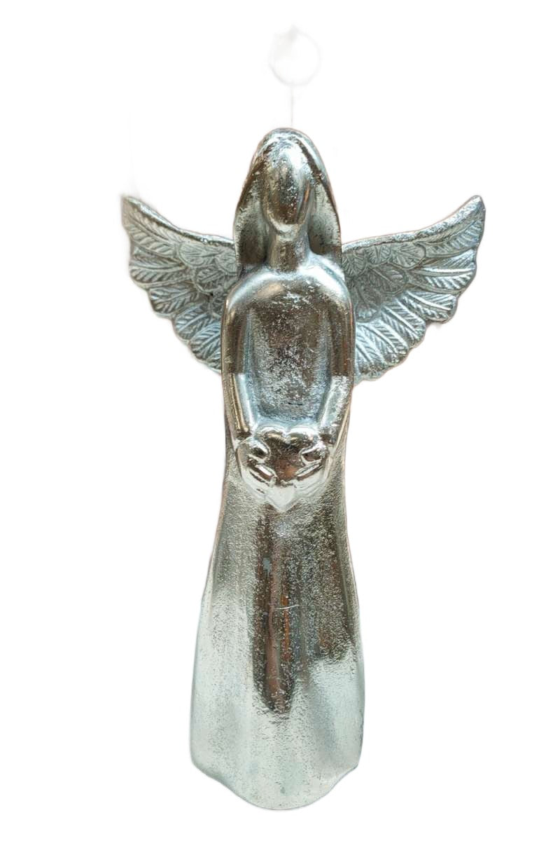 Stytta| Engill, nickel-plated aluminum, 43cm, Large