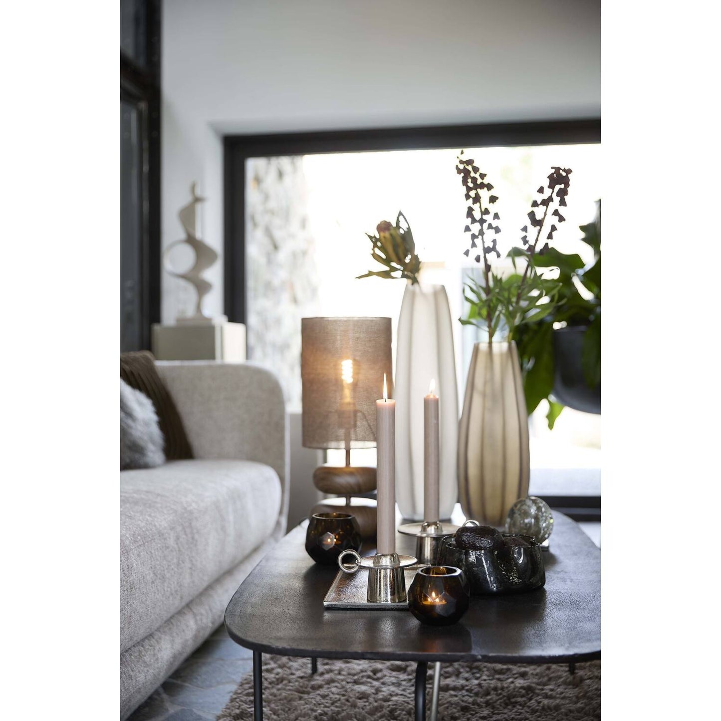 Lampi | Table lamp 22x50,5 cm DANIALO wood print natural+rope cream