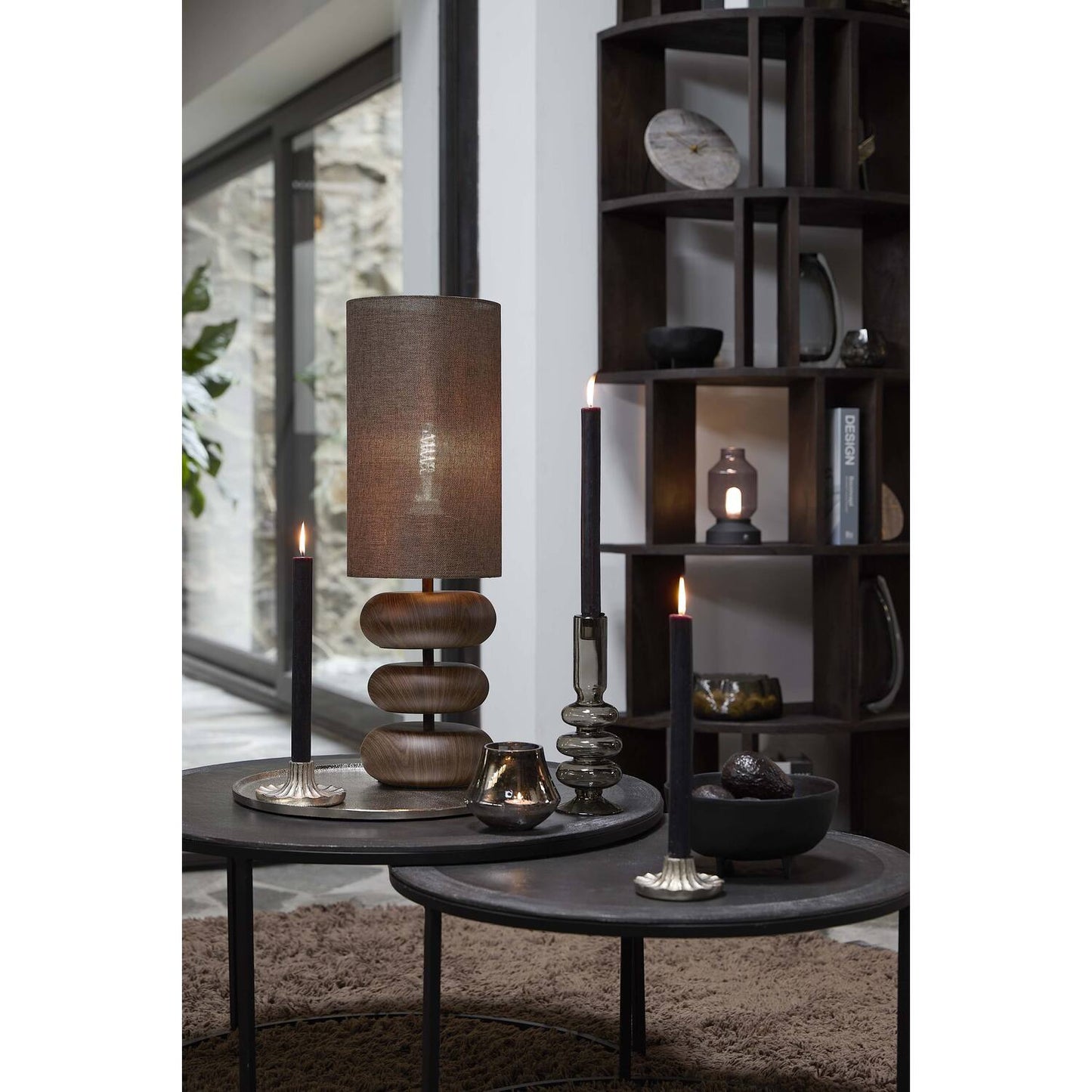 Lampi | Table lamp 22x67,5 cm DANIALO wood print natural+rope cream