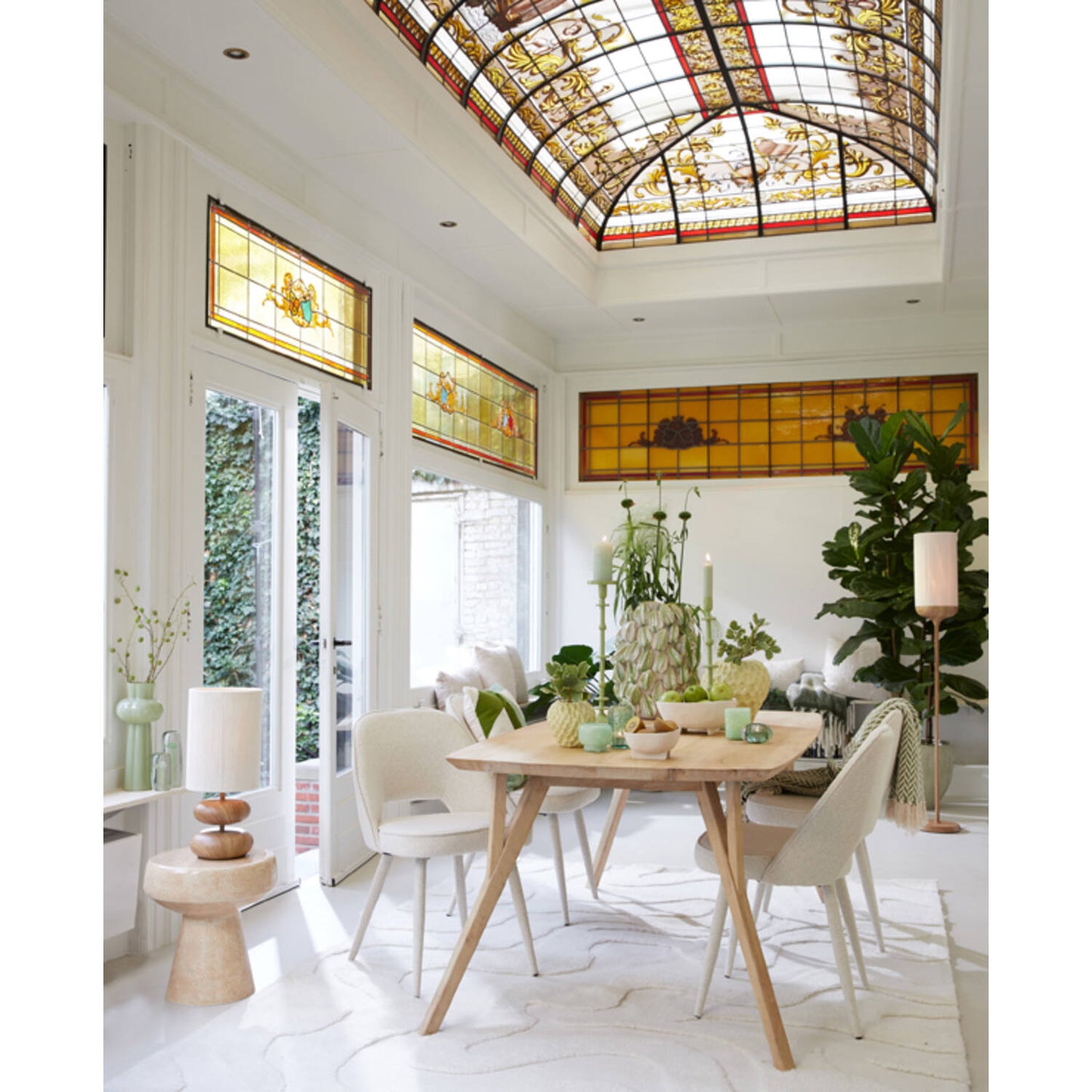 Lampi | Table lamp 22x50,5 cm DANIALO wood print natural+rope cream