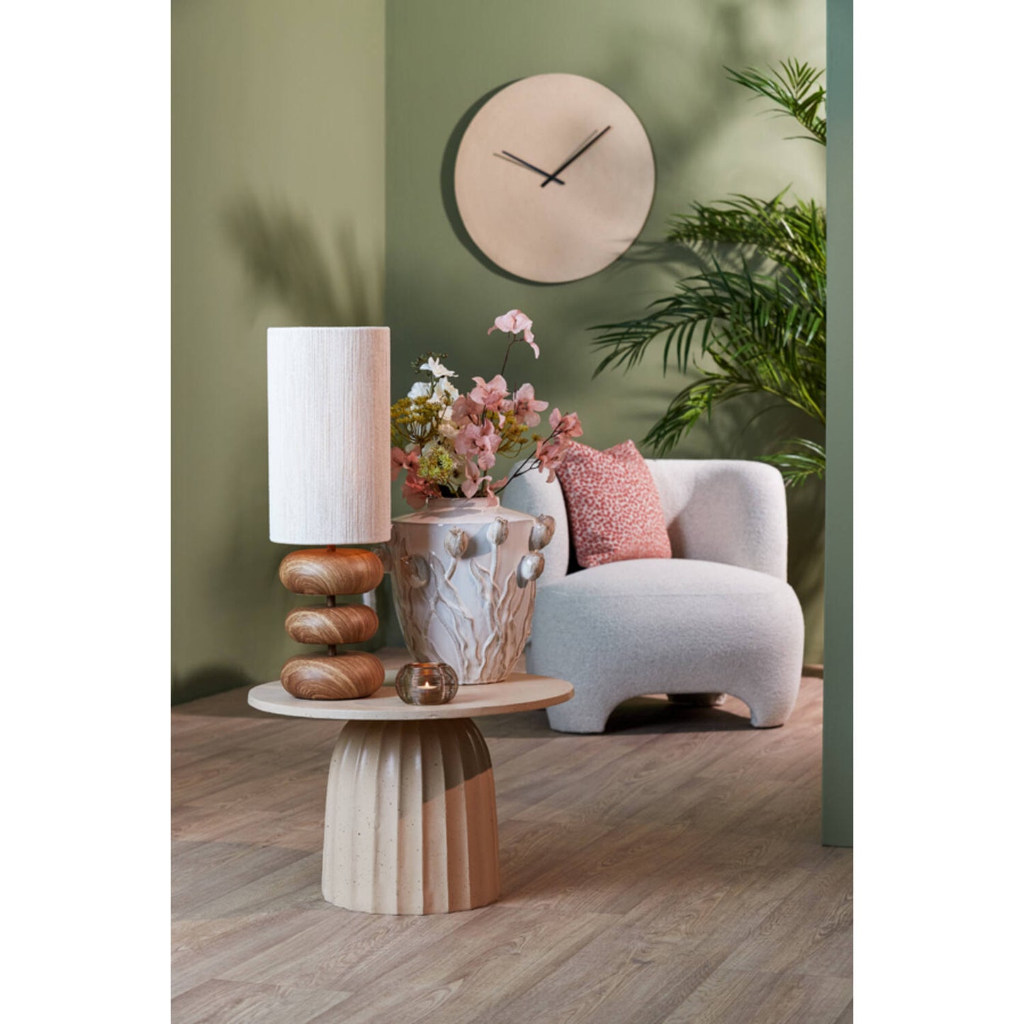 Lampi | Table lamp 22x67,5 cm DANIALO wood print natural+rope cream