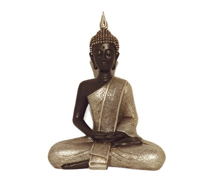 Stytta| Buddha, svört og silfur, hæð 40cm